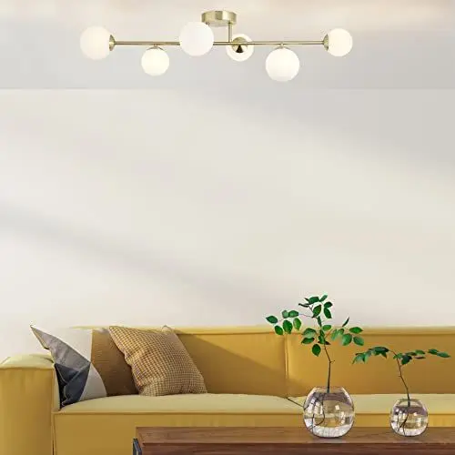 Produktbild: INSPIRE - Deckenleuchte - CALLAS - 6 x GU9 Max 28 W - L. 98 cm - Glas - Messing, vergoldet - Deckenlampe design