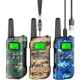 Produktbild: Inspireyes Walkie Talkie Kinder Aufladbar, 48 Stunden Arbeitszeit, Geschenke für Jungen Mädchen, Outdoor Wandern Camping, Geschenk für Jungen im Alter von 8–12 Jahren, 3–5 Mädchen, 3er Set Tarnfarben
