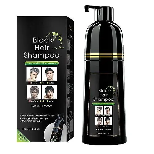 Produktbild: Instant Black Hair Shampoo, Natural Hair Dye Shampoo, 100% Grauabdeckung- Einfach & schnell, Semi-permanente Schwarze Haarfarbe, Haarfärbeshampoo für Männer & Frauen