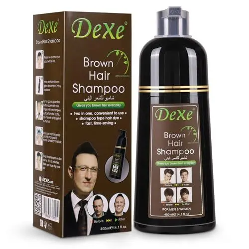 Produktbild: Instant Dunkelbraun Haarfärbeshampoo, Natural Hair Dye Shampoo, 100% Grauabdeckung- Einfach & schnell, Semi-permanente Schwarze Haarfarbe, Haarfärbeshampoo für Männer & Frauen (Dark Brown)