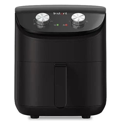 Produktbild: Instant Heißluftfritteuse 3.8L schwarz, kleine kompakte Fritteuse, Antihaftbeschichtung, spülmaschinenfester Korb, kocht 2-4 Portionen, Timer mit Drehschalter, energiesparend und ölfrei - 1500W