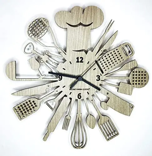 Produktbild: Instant Karma Clocks | Küchenuhr ➤ Wanduhr für Koch | Restaurant | Chefkoch | für Hobbyköche | Wandkunst Utensilien Design