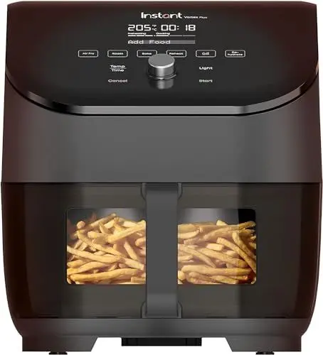 Produktbild: Instant Vortex Plus mit ClearCook - 5.7L Digitale Heißluftfritteuse, Schwarz, 6-in-1 Smart-Programme - Frittieren, Backen, Braten, Grillen, Dehydrieren, Aufwärmen, Großes Fassungsvermögen -1700W