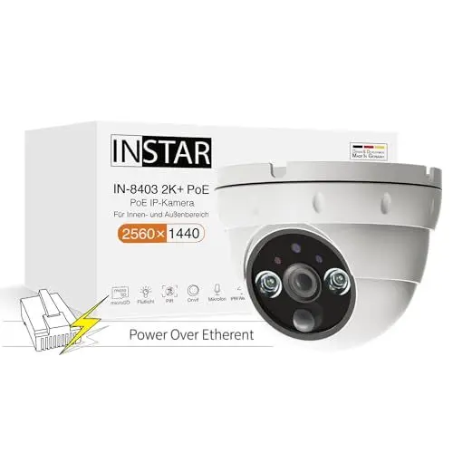 Produktbild: INSTAR IN-8403 2K+ PoE Weiss - LAN/PoE Überwachungskamera mit KI (AI) - IP Kamera - Power Over Ethernet - PIR - Nachtsicht - Verwendung im Innen- und Außenbereich - HomeKit - MQTT