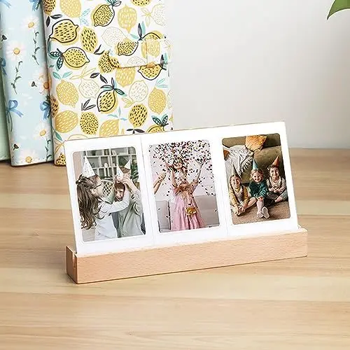 Produktbild: -Bilderrahmen, Beleuchteter, Durchsichtiger Acryl-Schreibtisch-Bilderrahmen, 7,6 cm (7,6 cm) und 3 Öffnungen, Fotoständer für -Sofortfotos, für Freunde