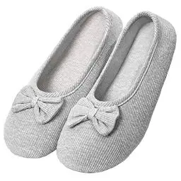 Produktbild: iNszkoos Damen Frottee Baumwolle Ballerina Hausschuhe Yoga Geschlossene Ballerina Slippers Pantoffel Leicht Hefterzufuhren Zuhause Schlafzimmer Wohnzimmer Büro-Hausschuhe(Grau,39-40)