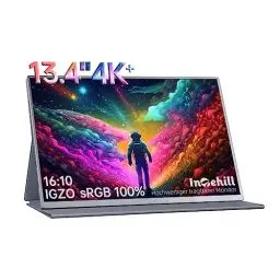 Produktbild: Intehill Tragbarer Monitor für Laptop, 13,4 Zoll Portable Monitor 4k, 3840x2400 16:10 Ratio Externer Mobiler Bildschirm mit HDMI/Typ-C/USB-C, für Laptop/PC/Mac (U13NA)