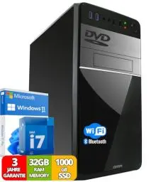 Produktbild: Intel i7 - Business Office Multimedia Computer mit 3 Jahre Garantie! | 16 GB RAM | 512GB SSD | USB 3.0 | Windows 11 Prof. 64-Bit | WiFi 600 und Bluetooth 5