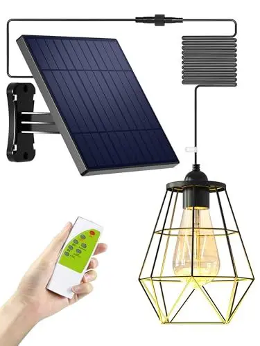 Produktbild: INTELAMP Solar-Hängeleuchten für den Außenbereich,Innenbereich 4000mAh Solarlampen für Außen Hängend mit Fernbedienung, Solar Hängelampen für Außen für Garten Terrasse Balkon Pavillon