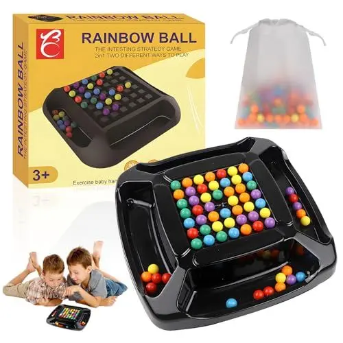 Produktbild: Ekukeon Intellektuelles Schachbrett - Doppelduell,48 Stück Rainbow Ball,Elimination Brettspiel,Regenbogenball Schachbrett Strategiespiele,Matching Strategiespiele Brettspiel für Kinder und Erwachsene