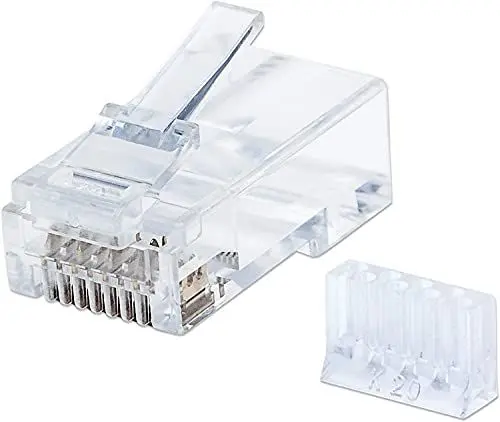 Produktbild: Intellinet 90er-Pack Cat6 RJ45-Modularstecker (UTP, 3-Punkt-Aderkontaktierung, für Massivdraht) 790604 klar / durchsichtig