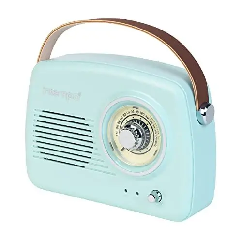 Produktbild: Intempo EE3332BLUSTKEU Bluetooth-Lautsprecher mit UKW-Radio und Ledertrageschlaufe für Android und andere Smart-USB-Geräte, 21 cm, hellblau