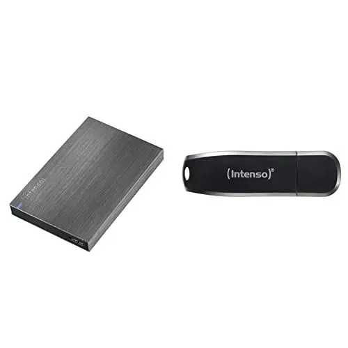 Produktbild: Intenso 6028680 Memory Board Portable Hard Drive 2TB, tragbare Externe Festplatte 2TB - 2,5 Zoll, 5400rpm, USB 3 anthrazit & Speed Line - 128GB Speicherstick - USB-Stick 3.2 Gen 1x1, schwarz