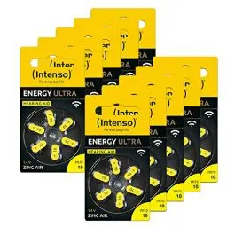 Produktbild: Intenso Hörgerätebatterien PR70, Gelb (Typ 10), 60er Pack