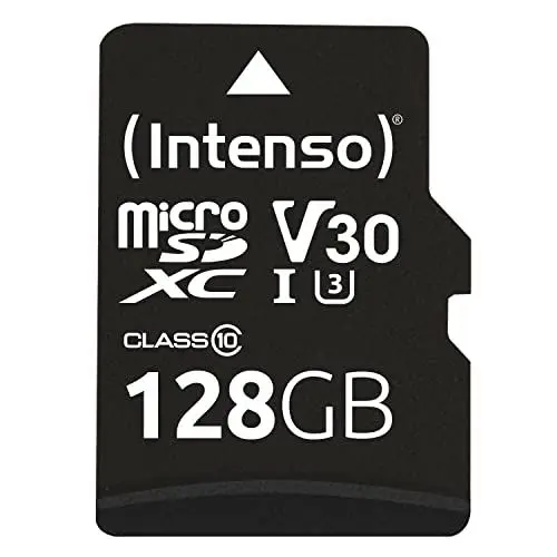 Produktbild: Intenso Professional microSDXC 128GB Class 10 UHS-I, U3, V30 Speicherkarte inkl. SD-Adapter (bis zu 100 MB/s), schwarz