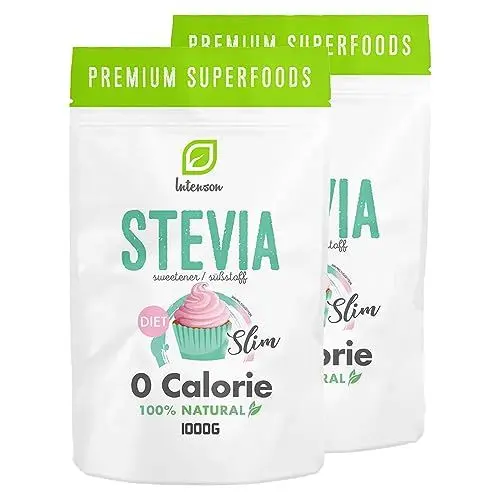 Produktbild: Intenson Stevia 2kg | Erythritol + Stevia | Kalorienfrei | Stevia Granulat | Low Carb Zucker | 2000g