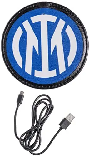 Produktbild: Inter Hi Tech Artisans Kabelloses Ladegerät, offizielles F.C, universelles Handy-Ladegerät, entworfen und gedruckt in Italien, tragbares Ladegerät für schwarz-Blaue Fans, Schwarz und Blau mit Logo