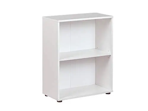 Produktbild: Inter Link - Bücherregal Standregal 2 Fächer Höhenverstellbare Böden Holzregal Wohnzimmer Arbeitszimmer Büro Arco 1 Masse in cm T: 30 x B: 60 x H: 75 Farbe Weiß