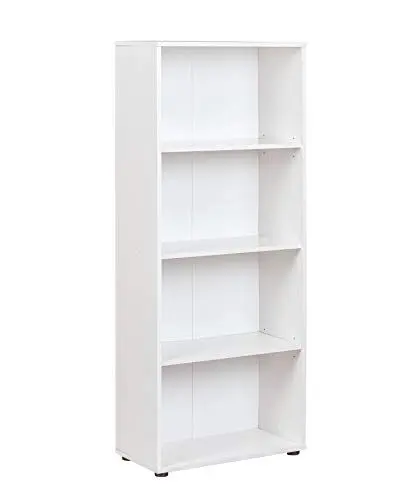 Produktbild: Inter Link - Bücherregal Standregal 4 Fächer Höhenverstellbare Böden Holzregal Wohnzimmer Arbeitszimmer Büro Arco 3 Masse in cm T: 30 x B: 60 x H: 145 Farbe Weiß