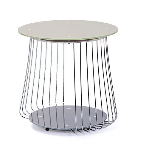 Produktbild: Inter Link - Couchtisch - Beistelltisch - Sofatisch - Wohnzimmertisch - Gestell aus Metall - Obere Platte aus Glas Pantone Grau - Für Wohnzimmer, Arbeitszimmer, Schlafzimmer - 50 x 50 x 50 cm - Rivoli