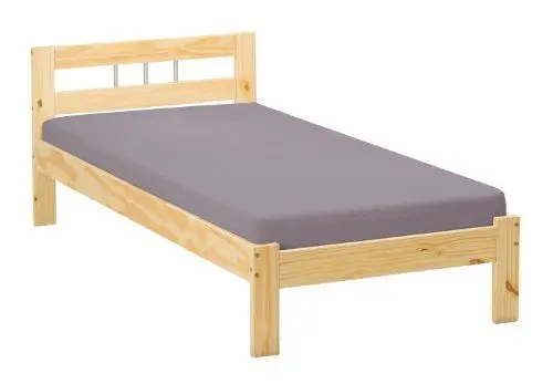 Produktbild: Inter Link – Holzbett - Bettrahmen – Bettgestell – Jugendbett – Gästebett – Einzelbett – Modernes Bett aus Kiefer Massivholz – ohne Lattenrost – Natur Lackiert – Jana 90 x 200 cm