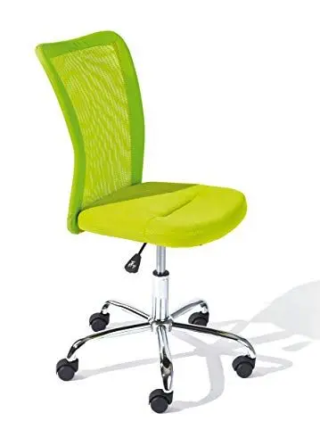 Produktbild: Inter Link - Kinderdrehstuhl - Kinderschreibtischstuhl - Ergonomischer Drehsessel - Höhenverstellbar - Verchromter Metallfuß- Atmungsaktiver Mesh-Gewebebezug - 360° drehbar - Grün - Bonnie