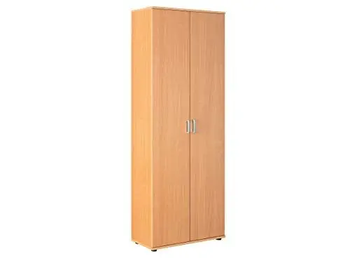 Produktbild: Inter Link – Mehrzweckschrank – Aktenschrank – Allzweckschrank – 2 Türen – Breite:70cm – Tiefe: 34 cm – Höhe: 190 cm – inkl. 5 Einlageböden – Melaminbeschichtet – Vetra – Buche Nachbildung