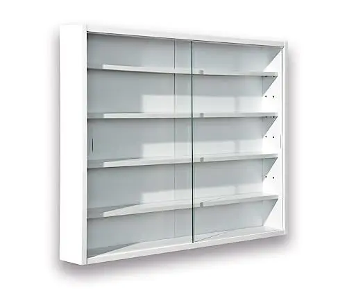 Produktbild: Inter Link - Sammlervitrine - Hängevitrine - Wandregal - Glasvitrine - Wandvitrine - Hängeregal - Schaukasten - MDF - Weiß (80x60x9.5 cm) Compilati