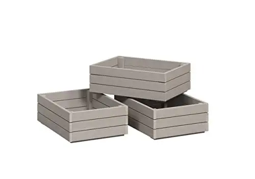 Produktbild: Inter-Furn Arona 3er Set Kiste, Kiefernholz, Kiefer Massiv Grau, 45 x 15 x 32 cm