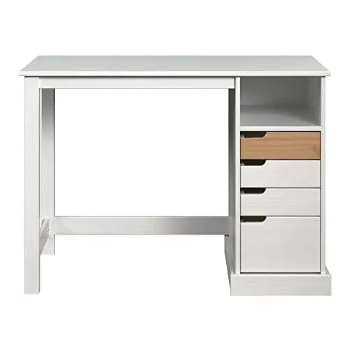 Produktbild: Inter-Furn Büro Schreibtisch Mestre, 108 x 75 x 55 cm Kiefer Weiß lackiert Massivholz