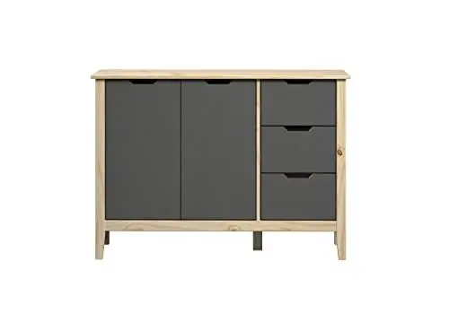 Produktbild: Inter-Furn Kommode, Kiefernholz, Kiefer Massiv-Grau/Natur lackiert, 110 x 79 x 39 cm