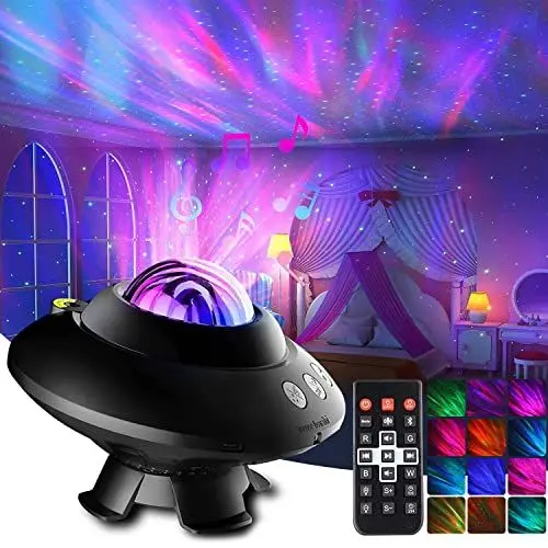 Produktbild: interGo LED Sternenhimmel Projektor, Rotierender Wasserwellen Sternenlicht Projektor mit Fernbedienung/Bluetooth/Timer, Kinder Nachtlicht Baby Sterne Lampe für Kinder Erwachsene Zimmer