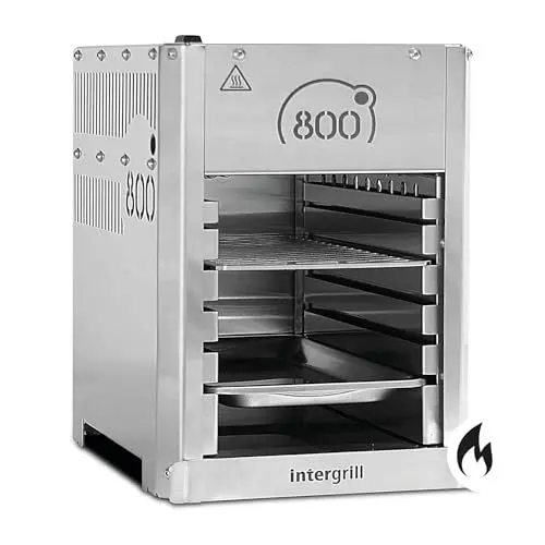 Produktbild: intergrill 800° Gasgrill Light 3,3kW | 12,6 kg Hochleistungs-Steakgrill | Oberhitze-Campinggrill Edelstahl | Inkl. Grillrost Gastroschale Piezozündung
