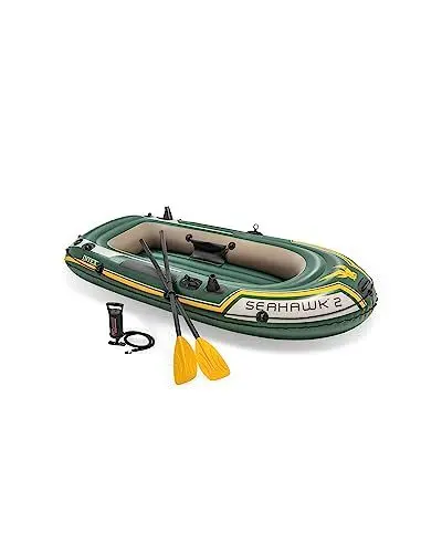 Produktbild: Intex Schlauchboot Seahawk 2 Set Phthalates Free inklusiv 2 Paddel und Luftpumpe, Mehrfarbig, 236 x 114 x 41 cm, 68347