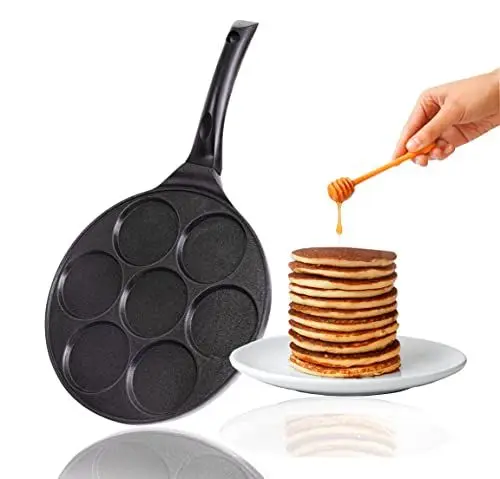 Produktbild: INTIGNIS® Pfannkuchenpfanne Spiegeleierpfanne, 27cm | Greblon Keramikbeschichtung | Induktions-, Gas- und Elektroherde | Für kleine Blinis, Poffertjes