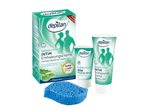 Produktbild: Intim Enthaarungscreme Männer Frauen depilan · extra sanfte Haarentfernung Intimbereich · 75ml+30ml Pflegecreme