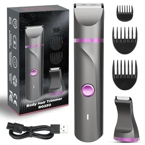 Produktbild: Intimrasierer Für Frauen, Elektrischer Rasierer Damen Intimbereich, Damenrasierer Intimrasierer, Rasierer Damen Intimbereich, Aufladbar,Wasserdicht für nass und trocken, Grau Lila