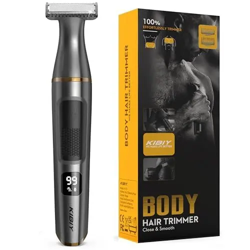 Produktbild: Intimrasierer Mann, Kibiy Bodygroom für Gesicht, Körper und Intimbereich mit LED-Anzeige, IPX7 Wasserdichter Körperrasierer Herren Elektrisch, Typ-C Wiederaufladbar Körperhaartrimmer mit Kammaufsätze