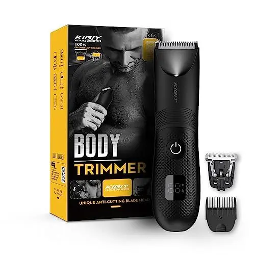 Produktbild: Intimrasierer Mann, Kibiy Elektrischer Körperrasierer Herren mit LED-Licht & Display, IPX7 Wasserdichter Rasierer Herren für Intimbereich