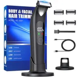 Produktbild: Intimrasierer Mann, Rasierer Herren Körperrasierer mit LED Anzeige& Licht, Intimbereich Körperhaartrimmer Männer Elektrischer Hair Remover Barttrimmer Bodygroomer wasserdicht, Nass-und Trockengebrauch