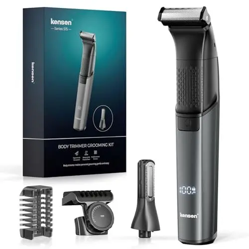 Produktbild: Intimrasierer Mann, kensen 2 in 1 Rasierer Herren Intimbereich Wasserdicht Körperrasierer Herren Typ-C Bodygroom Herren Nass Trocken Intim Rasierer Männer Beine Brust Achselhöhle Leiste Aufsteckkämme