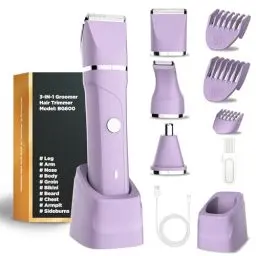 Produktbild: Intimrasierer für Frauen, 3-in-1 Rasierer Damen Elektrischer für Körper, Scham und Nase, Damenrasierer Elektrisch, Wiederaufladbarer Rasierer Damen Intimbereich, mit USB Ladestation, IPX7 Wasserdicht