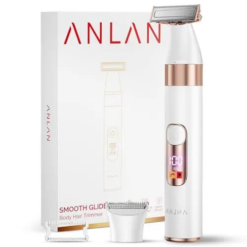 Produktbild: Intimrasierer für Frauen, ANLAN 2-in-1 Elektrischer Rasierer Damen Intimbereich Nass-Trockenrasierer IPX6 wasserdichter Damenrasierer Elektrisch für Bikinizone Achseln Beine, 90 Min. Akku, Typ-C