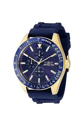 Produktbild: Invicta Aviator 38403 Herren Uhr - Wasserdicht - Analog - Quarzuhrwerk - Edelstahl mit blauen zifferblat - 45mm