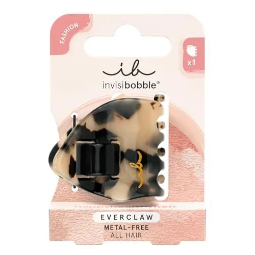Produktbild: invisibobble EVERCLAW Mini Leo Kleine Haarklammer I Haarspangen Klein Damen & Mädchen I Rutschfeste Leoparden-Haarklammer I metallfrei & haarschonend