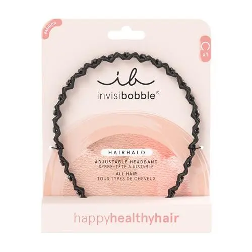 Produktbild: invisibobble Hairhalo Haarreif True Dark Sparkle, 1x verstellbarer Haarreifen Mädchen & Damen, weich, haarschonend und bequem, das Original designed im Herzen Münchens, Farbe: Schwarz Steinchen