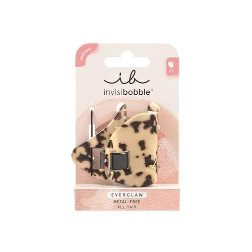 Produktbild: invisibobble Leo Haarklammer EVERCLAW, Haarspangen Damen & Mädchen, Rutschfeste Leoparden-Haarklammer, Haarspange Leopardenmuster metallfrei & haarschonend, 1 stück (1er Pack)