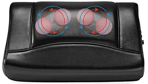 Produktbild: Invitalis Leder Massagekissen 8760 Vitalymed Plus, Shiatsu Massagegerät mit Infrarot Wärmefunktion für Nacken, Schulter und Rücken, Schwarz