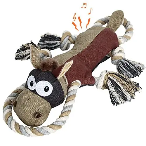 Produktbild: IOKHEIRA Hundespielzeug große Hunde -Plüsch Quietschend Apportierspiel Ziehspiel - Squeak Toys for Dogs (Brown, Donkey)