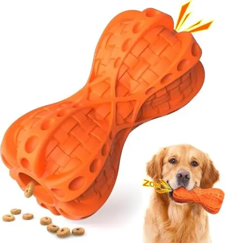 Produktbild: IOKHEIRA Kauspielzeug für Aggressive Kauer, Unzerstörbares Hundespielzeug, Ungiftig, Robust, Naturkautschuk, für Kleine mittelgroße und große Hunde(Orange, Weben)